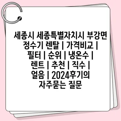 세종시 세종특별자치시 부강면 정수기 렌탈 | 가격비교 | 필터 | 순위 | 냉온수 | 렌트 | 추천 | 직수 | 얼음 | 2024후기