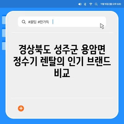 경상북도 성주군 용암면 정수기 렌탈 | 가격비교 | 필터 | 순위 | 냉온수 | 렌트 | 추천 | 직수 | 얼음 | 2024후기