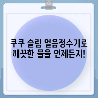 쿠쿠 슬림 얼음정수기 렌탈의 뛰어난 혜택, 상쾌한 물맛을 놓치지 마세요!