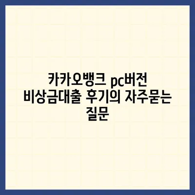 카카오뱅크 pc버전 비상금대출 후기