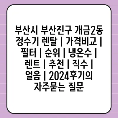 부산시 부산진구 개금2동 정수기 렌탈 | 가격비교 | 필터 | 순위 | 냉온수 | 렌트 | 추천 | 직수 | 얼음 | 2024후기