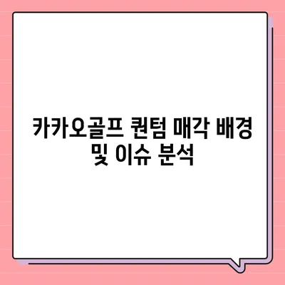 카카오골프 퀀텀 매각 논란과 회사 대응