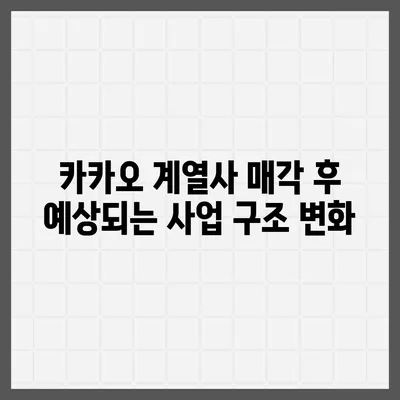 카카오 계열사 매각 | 사업 전망에 미치는 영향