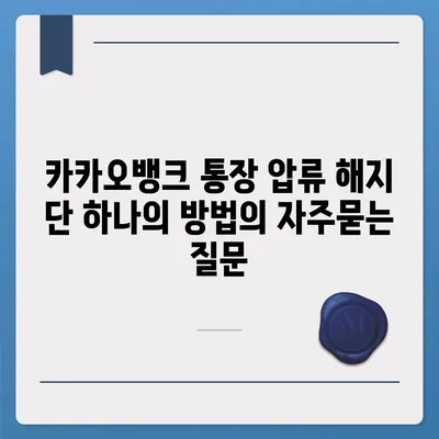 카카오뱅크 통장 압류 해지 단 하나의 방법