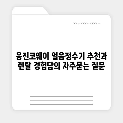 웅진코웨이 얼음정수기 추천과 렌탈 경험담