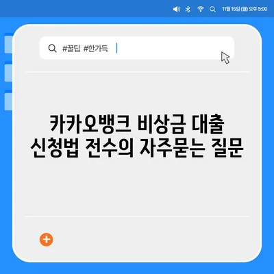 카카오뱅크 비상금 대출 신청법 전수