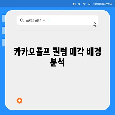 카카오골프 퀀텀 매각 이슈와 기업 대응 방안