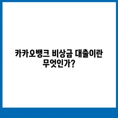 카카오뱅크 비상금 대출 신청법 전수