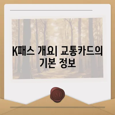 교통카드 K패스 발급 안내