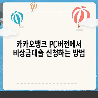 카카오뱅크 pc버전 비상금대출신청