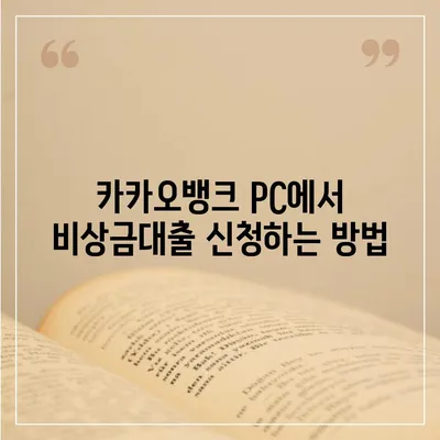 카카오뱅크 pc버전 비상금대출신청