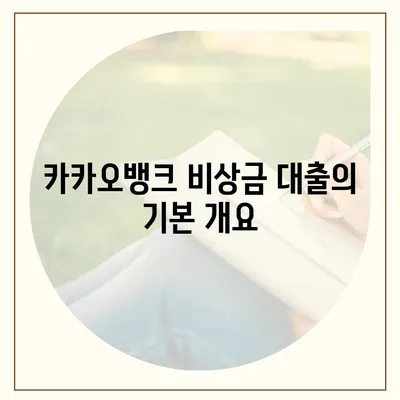 카카오뱅크 비상금 대출 신청법 전수