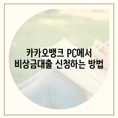 카카오뱅크 pc버전 비상금대출 신청