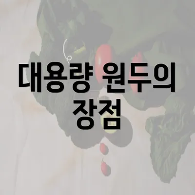 대용량 원두의 장점