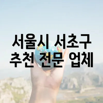 서울시 서초구 추천 전문 업체