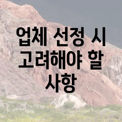 업체 선정 시 고려해야 할 사항