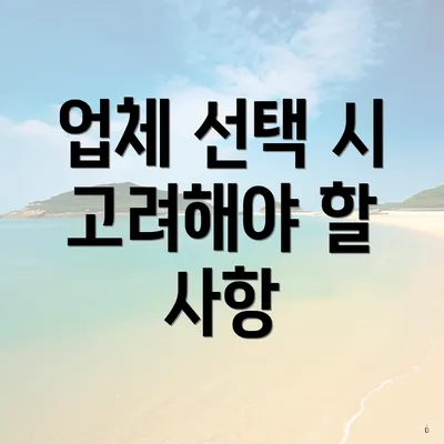 업체 선택 시 고려해야 할 사항