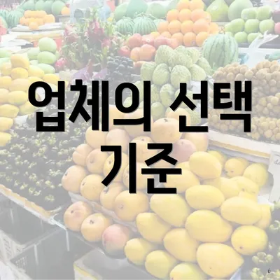 업체의 선택 기준