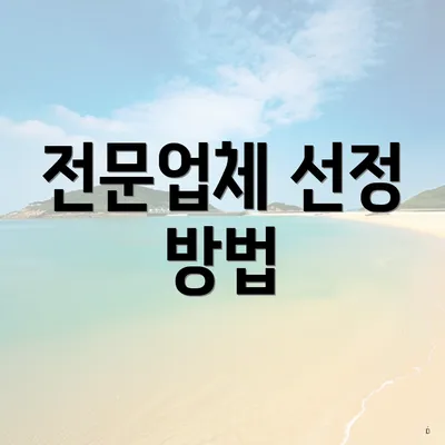 전문업체 선정 방법