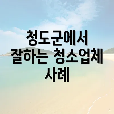 청도군에서 잘하는 청소업체 사례