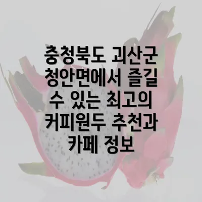 충청북도 괴산군 청안면에서 즐길 수 있는 최고의 커피원두 추천과 카페 정보