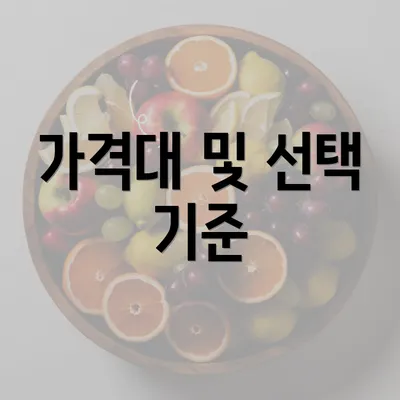 가격대 및 선택 기준