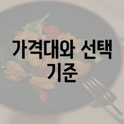 가격대와 선택 기준