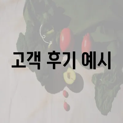 고객 후기 예시