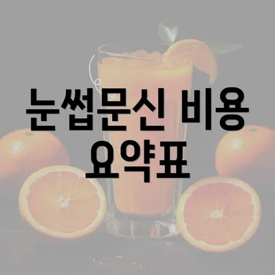 눈썹문신 비용 요약표