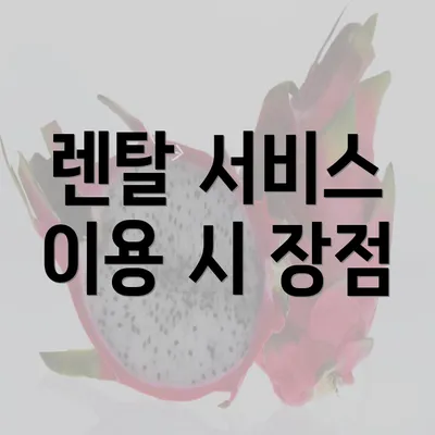 렌탈 서비스 이용 시 장점