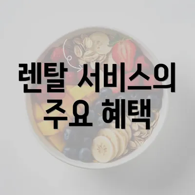 렌탈 서비스의 주요 혜택