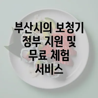 부산시의 보청기 정부 지원 및 무료 체험 서비스