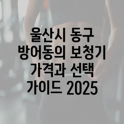 울산시 동구 방어동의 보청기 가격과 선택 가이드 2025