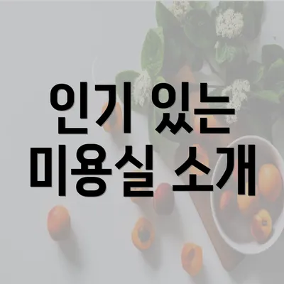 인기 있는 미용실 소개