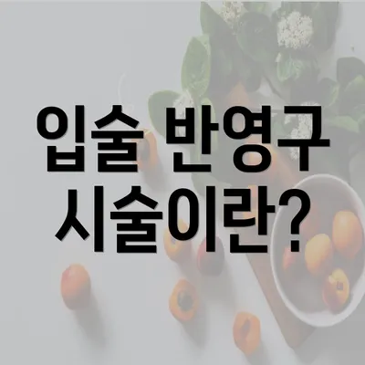 입술 반영구 시술이란?