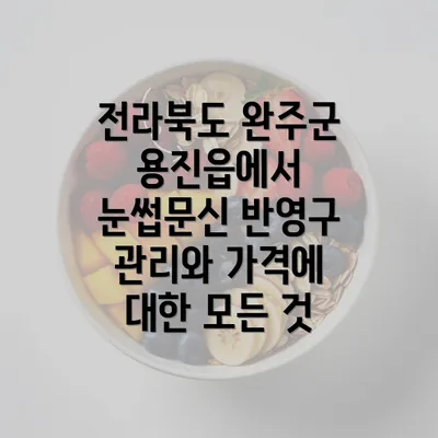 전라북도 완주군 용진읍에서 눈썹문신 반영구 관리와 가격에 대한 모든 것