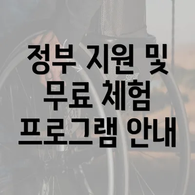 정부 지원 및 무료 체험 프로그램 안내