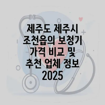 제주도 제주시 조천읍의 보청기 가격 비교 및 추천 업체 정보 2025