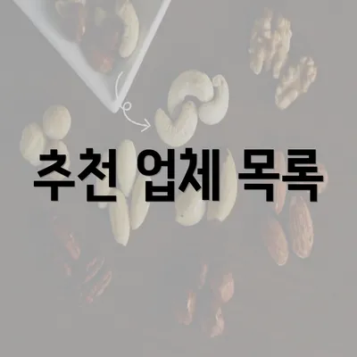 추천 업체 목록