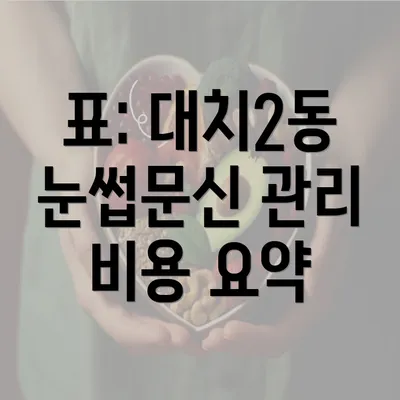 표: 대치2동 눈썹문신 관리 비용 요약