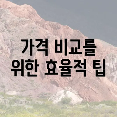 가격 비교를 위한 효율적 팁