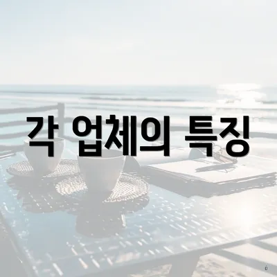 각 업체의 특징