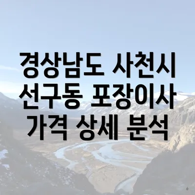 경상남도 사천시 선구동 포장이사 가격 상세 분석