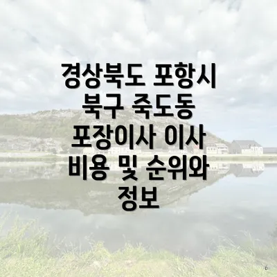 경상북도 포항시 북구 죽도동 포장이사 이사 비용 및 순위와 정보