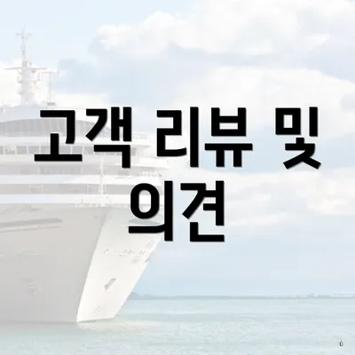 고객 리뷰 및 의견