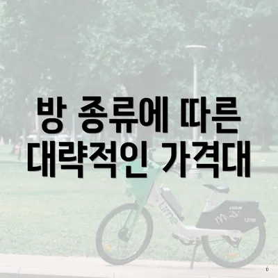 방 종류에 따른 대략적인 가격대