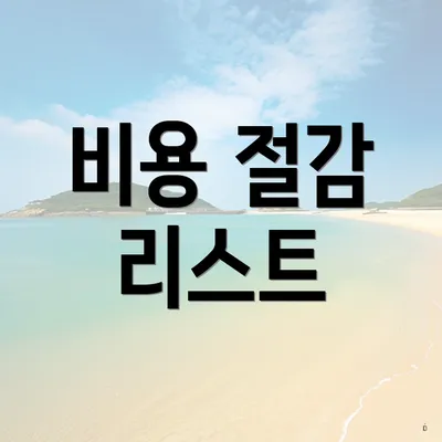 비용 절감 리스트