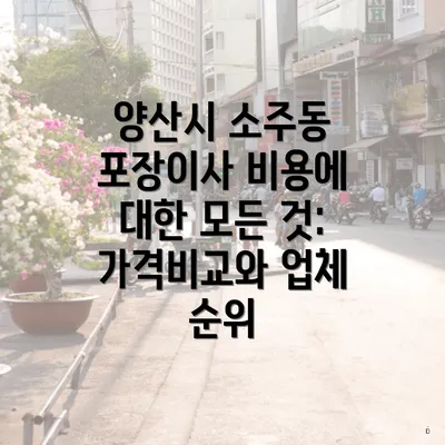 양산시 소주동 포장이사 비용에 대한 모든 것: 가격비교와 업체 순위