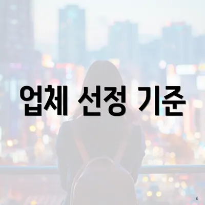 업체 선정 기준