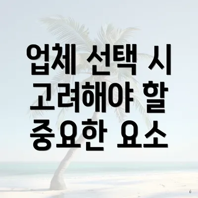 업체 선택 시 고려해야 할 중요한 요소